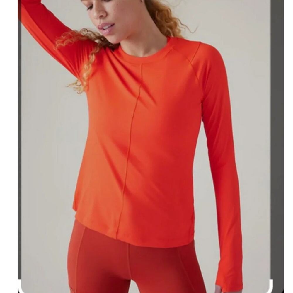 Athleta Sunchaser UPF Top Vermillion Orange Long Sleeve Women's 1X
